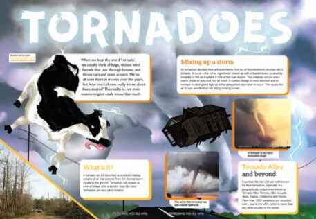 A spread of the Supernova Magazine about tornadoes.