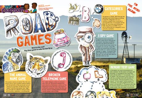 A spread of the Supernova Magazine about road games.