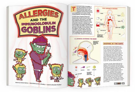 A spread of the supernova magazine about allergies.